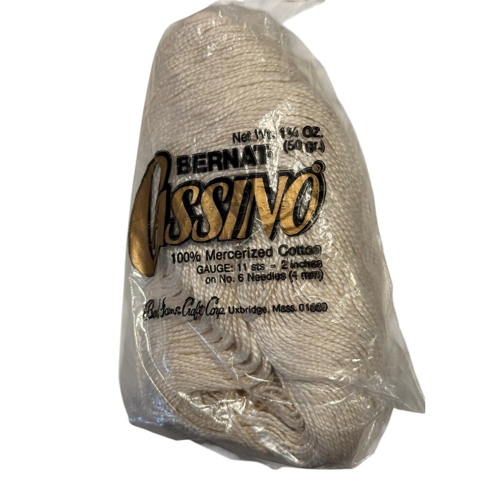 11 Skeins Bernat Cassino 4559 Ivory / Natural Mercerized Cotton Yarn - Picture 2 of 4